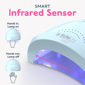SUNUV SUNone in pedicure setup demonstrating toe clearance and professional use