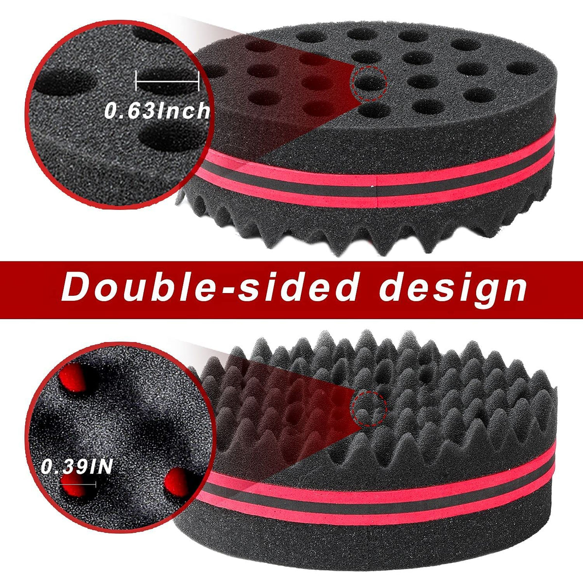 Supaze close-up of double-sided sponge texture for varied curl patterns