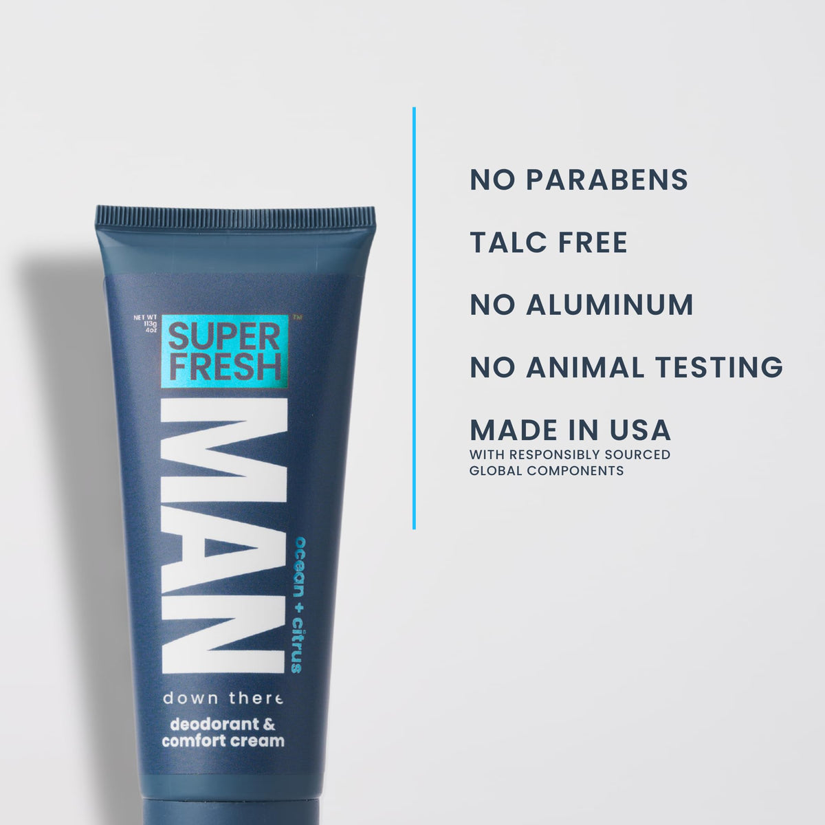 Super & Fresh Co. lotion absorbed into skin illustrating quick-dry comfort