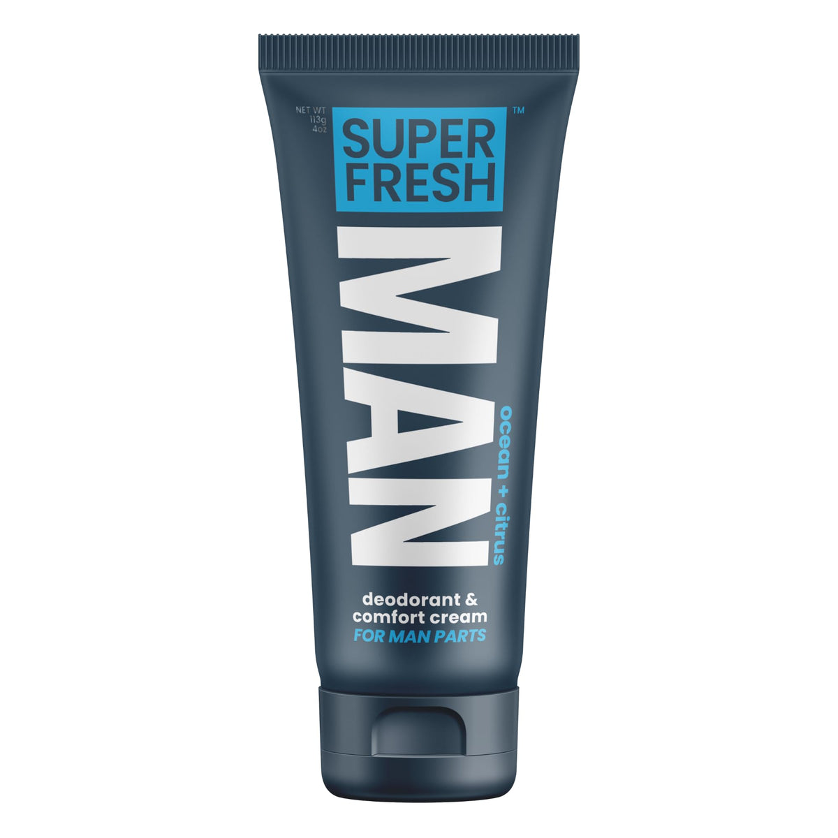 Super & Fresh Co. front tube showing brand and compact travel-ready protection