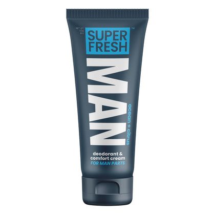 Super & Fresh Co. front tube showing brand and compact travel-ready protection