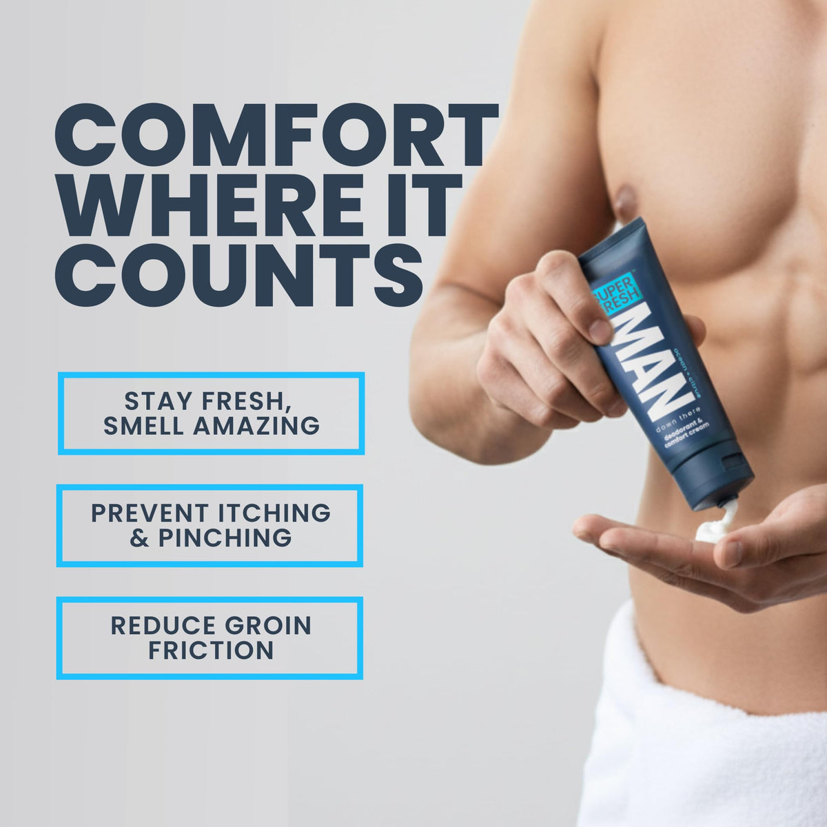 Super & Fresh Co. tube in gym bag lifestyle shot for active-day odor control