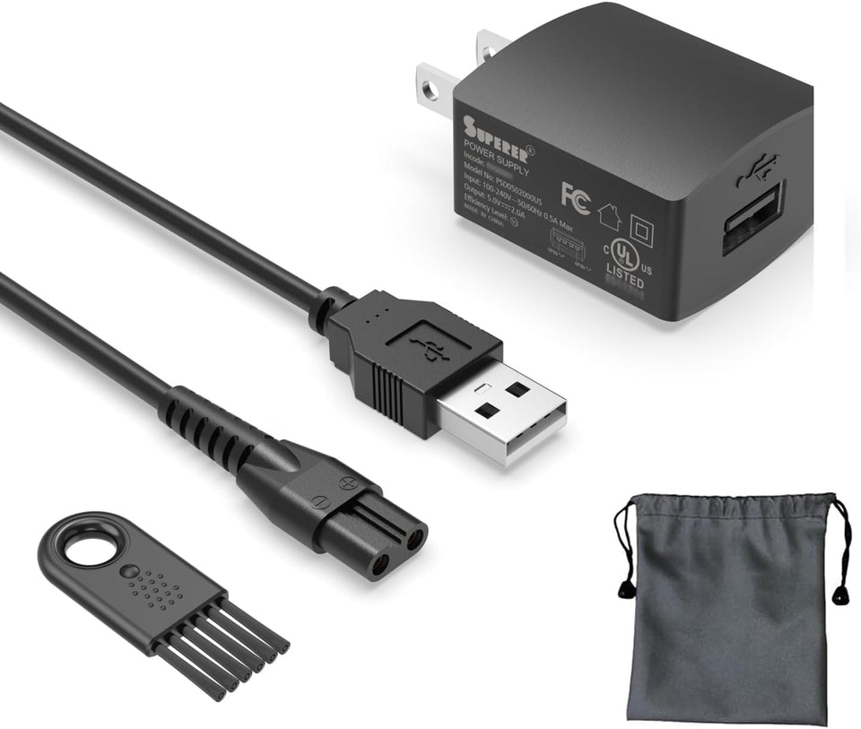 Superer front packaging showing replacement charger and kit benefit: ready spare