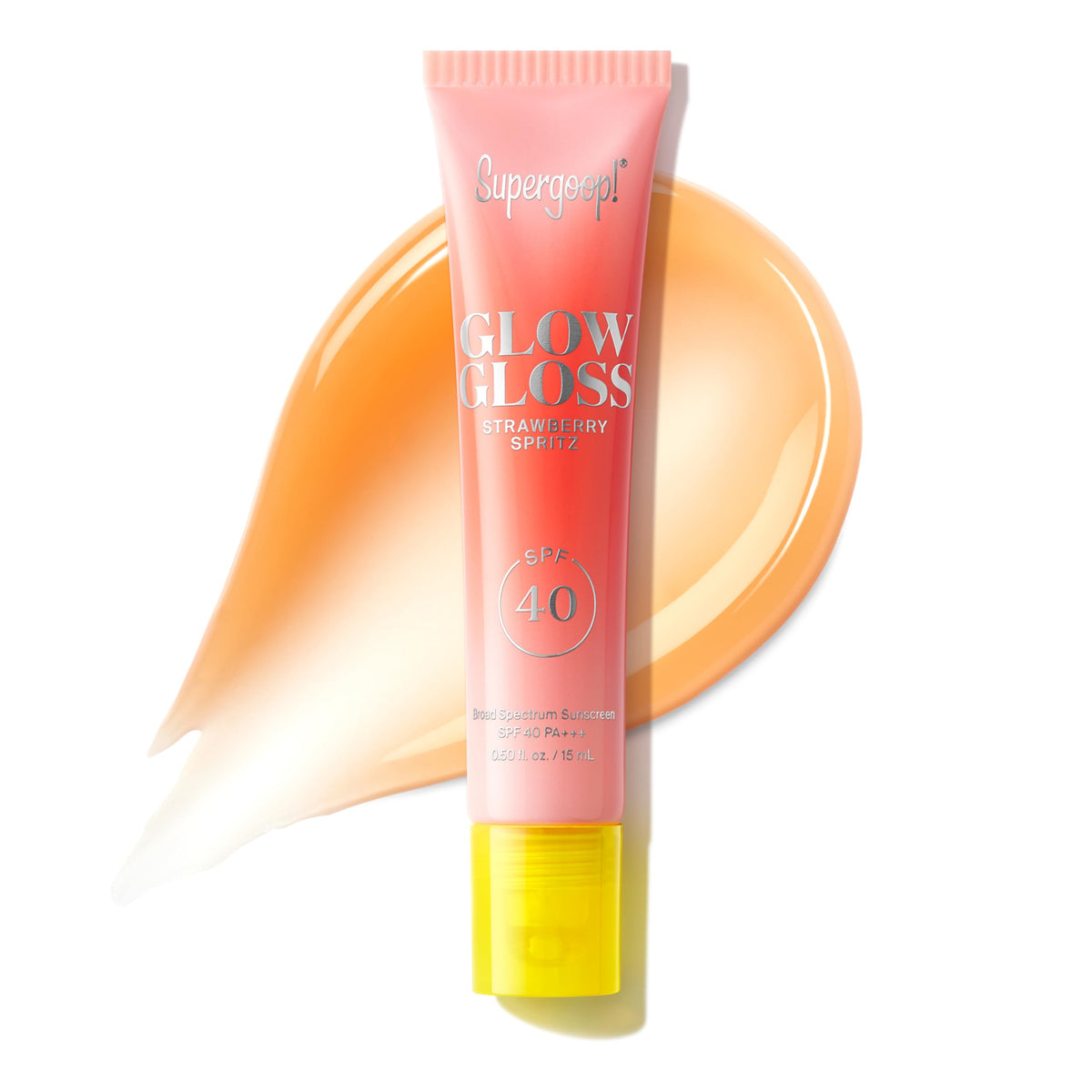 Supergoop! front packaging showing glossy SPF 40 lip balm benefits