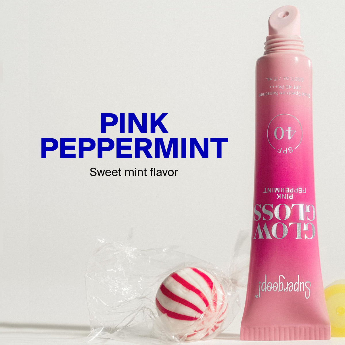 Supergoop! open cap application demonstrating easy swipe and glossy finish