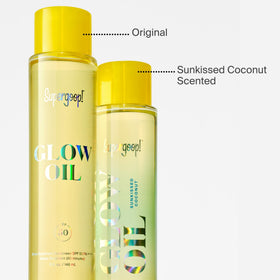 Supergoop! lifestyle on beach illustrating sun protection and radiant skin look