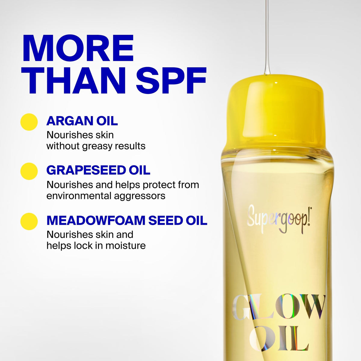 Supergoop! bottle held in hand to show 5 fl oz size and portable convenience