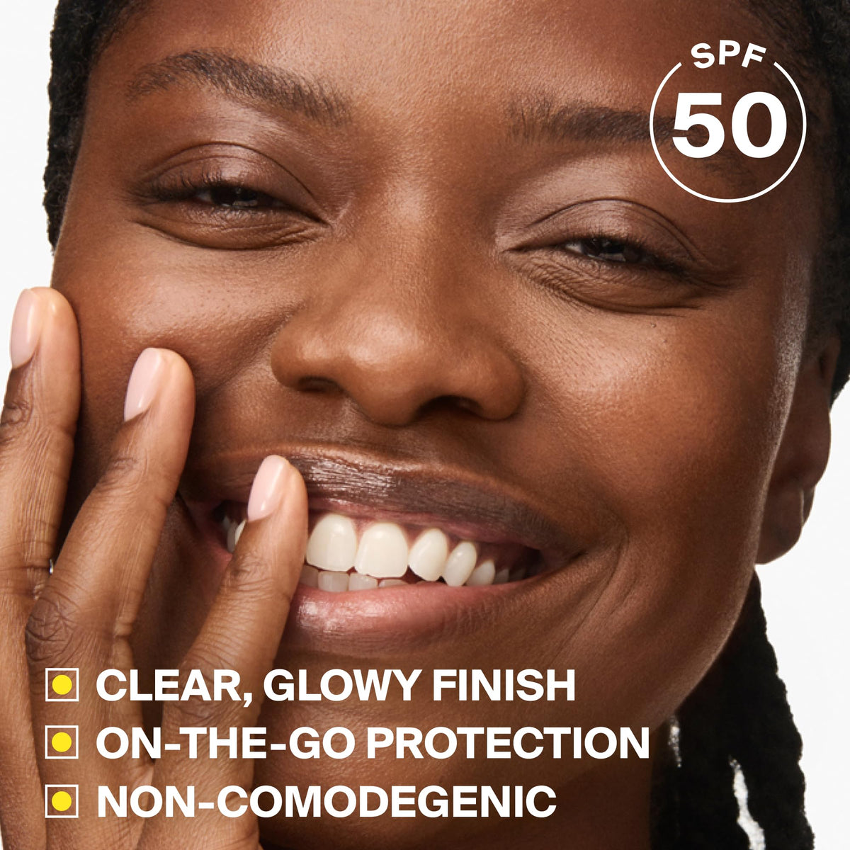 Supergoop! glow stick dry-oil texture close-up showing hydrating finish