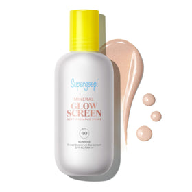 Supergoop! bottle front view showing Sunrise tint and compact packaging benefit