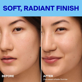Supergoop! label closeup highlighting ingredients and mineral SPF benefit