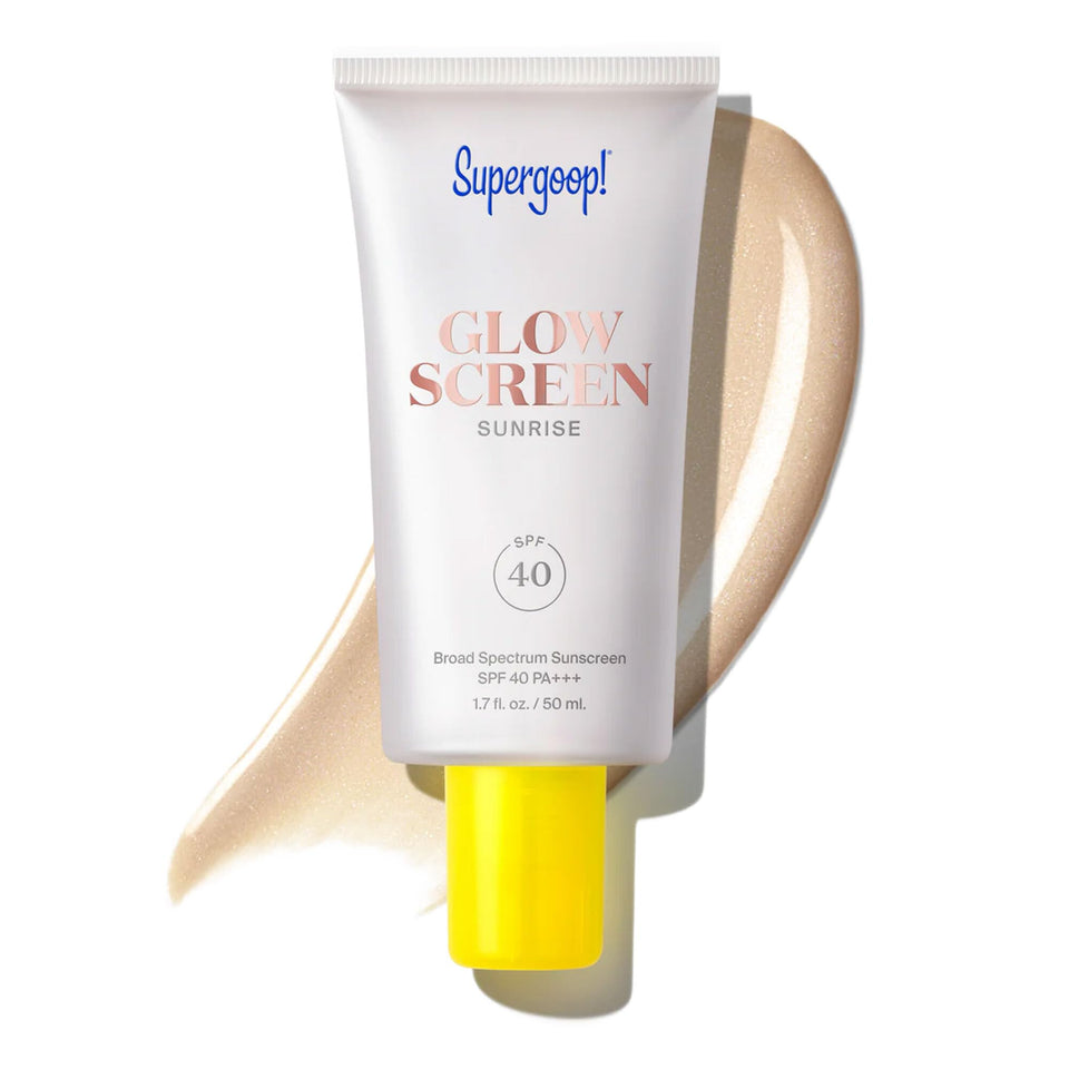 Supergoop! Glowscreen Sunrise front packaging showing SPF 40 and glow benefits