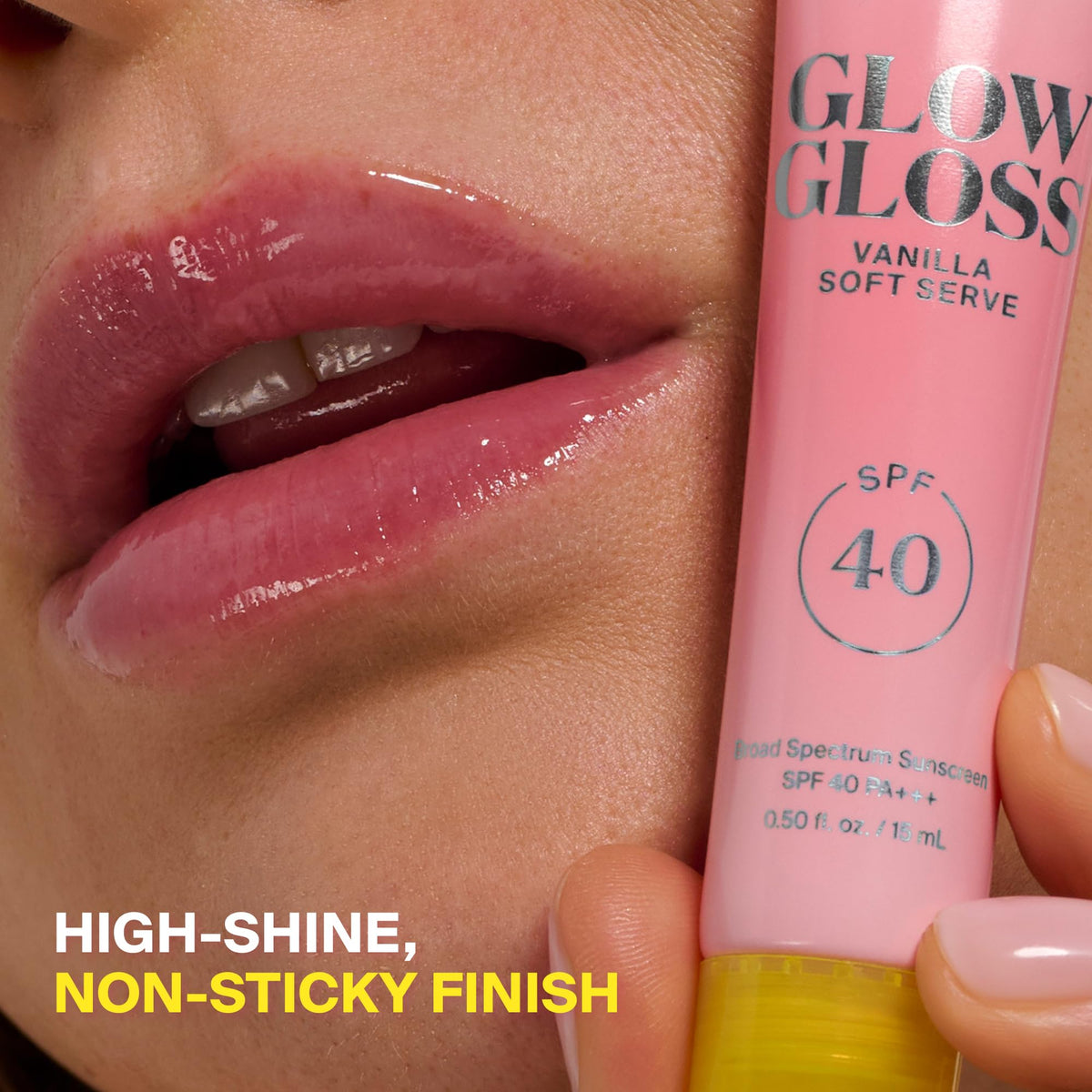 Supergoop! Glow Gloss inside a handbag showing travel-ready convenience