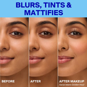 Supergoop! before and after pores blurred visibly for smoother-looking complexion
