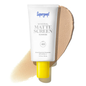 Supergoop! tube front view showing SPF 40 and matte finish benefit