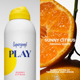 Model applying Supergoop! PLAY at the beach for water‑resistant sun protection