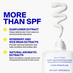 Supergoop! using lotion on face and body illustrating dual-purpose protection and hydration