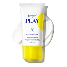 Supergoop! front packaging of PLAY Everyday Lotion showing compact travel tube and SPF benefit