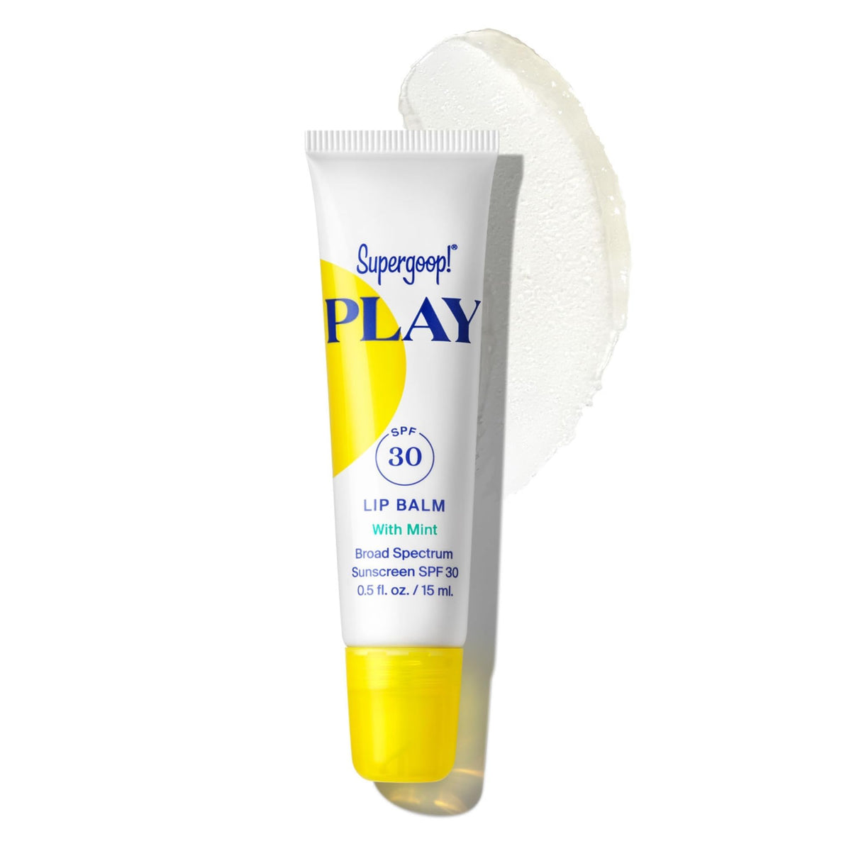 Supergoop! mint lip balm front packaging showing compact SPF 30 tube for convenience