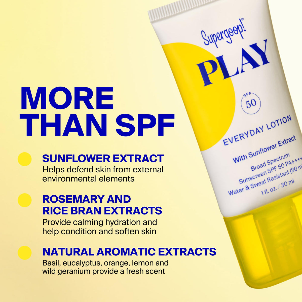 Back label of Supergoop! pouch showing ingredients and usage benefit