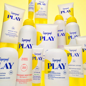 Supergoop! 6 fl oz held in hand showing travel‑friendly size benefit