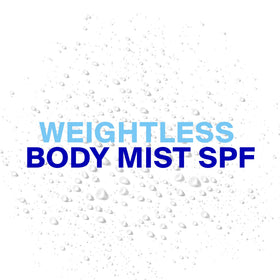 Supergoop! mist spraying to demonstrate easy application anywhere