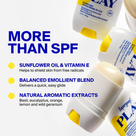 Supergoop! PLAY in beach setting for water- and sweat-resistant protection