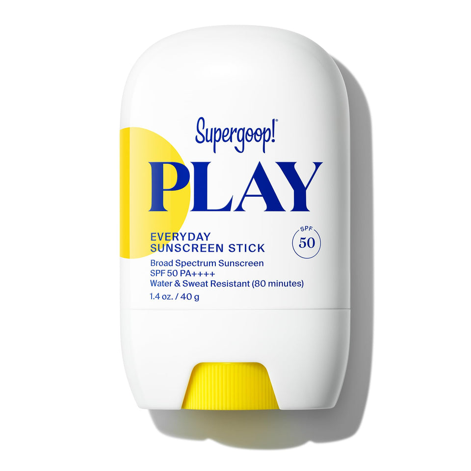 Supergoop! PLAY stick front packaging shows compact SPF 50 protection