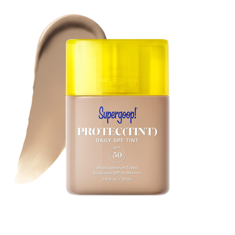 Supergoop! front packaging of Protec(tint) showing SPF 50 and shade