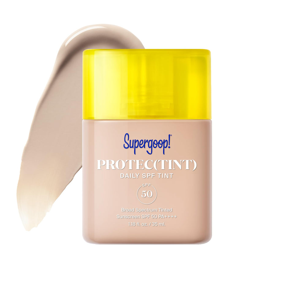 Supergoop! front packaging showing bottle and SPF 50 protection benefit