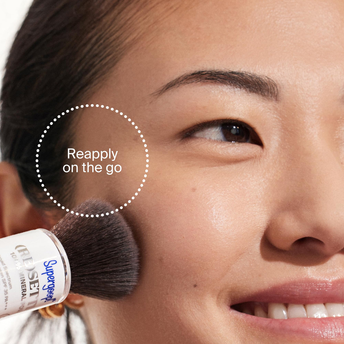 Supergoop! ingredients label close-up emphasizing zinc oxide and ceramides