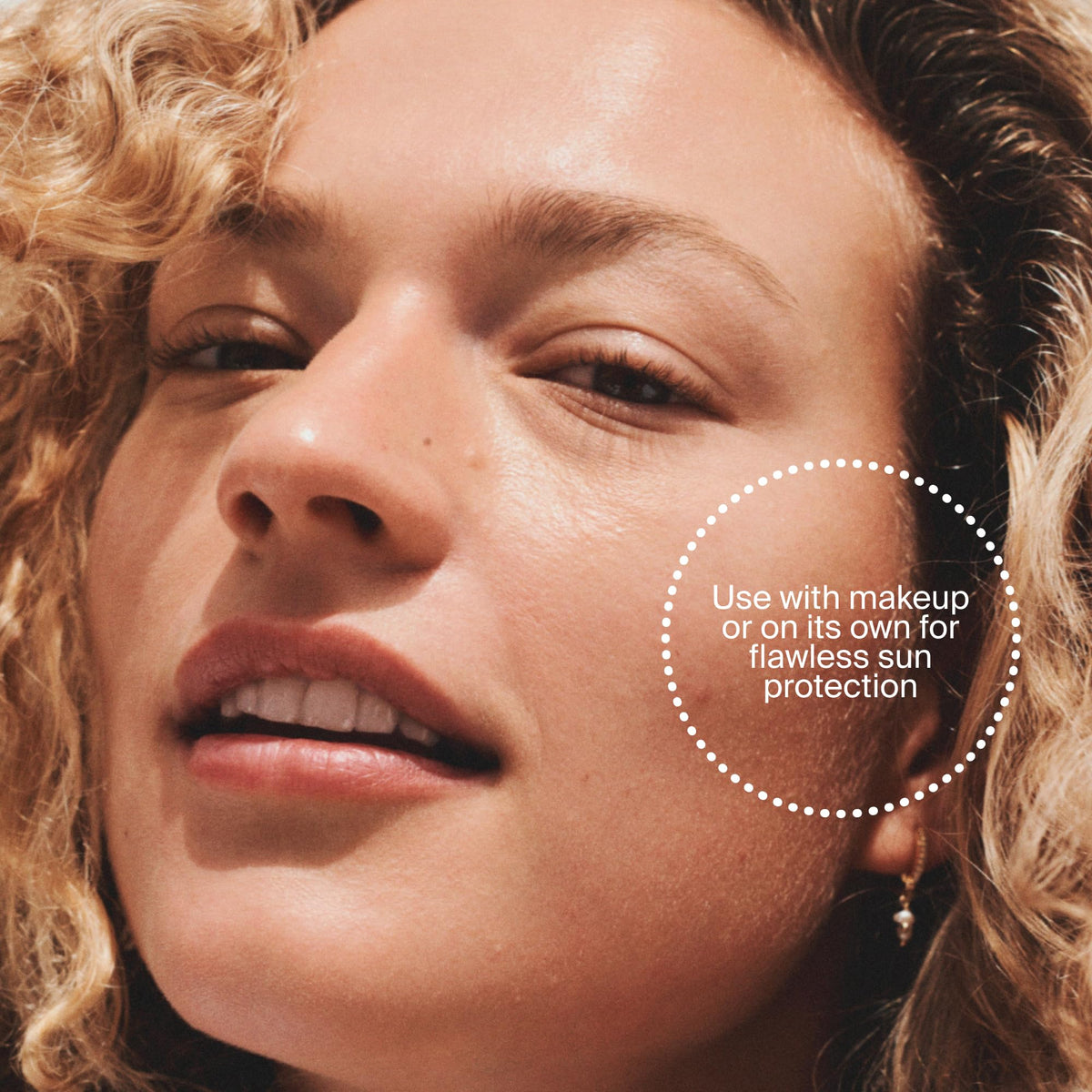 Supergoop! under makeup to demonstrate smooth priming and compatibility