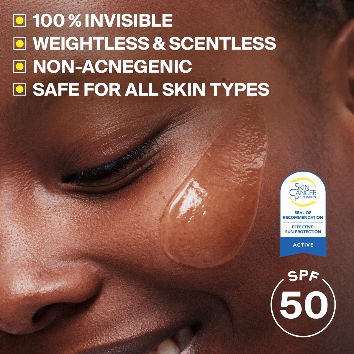 Supergoop! sunscreen applied on hand demonstrating quick absorption
