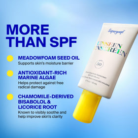 Supergoop! tube next to a coin for size comparison and travel convenience