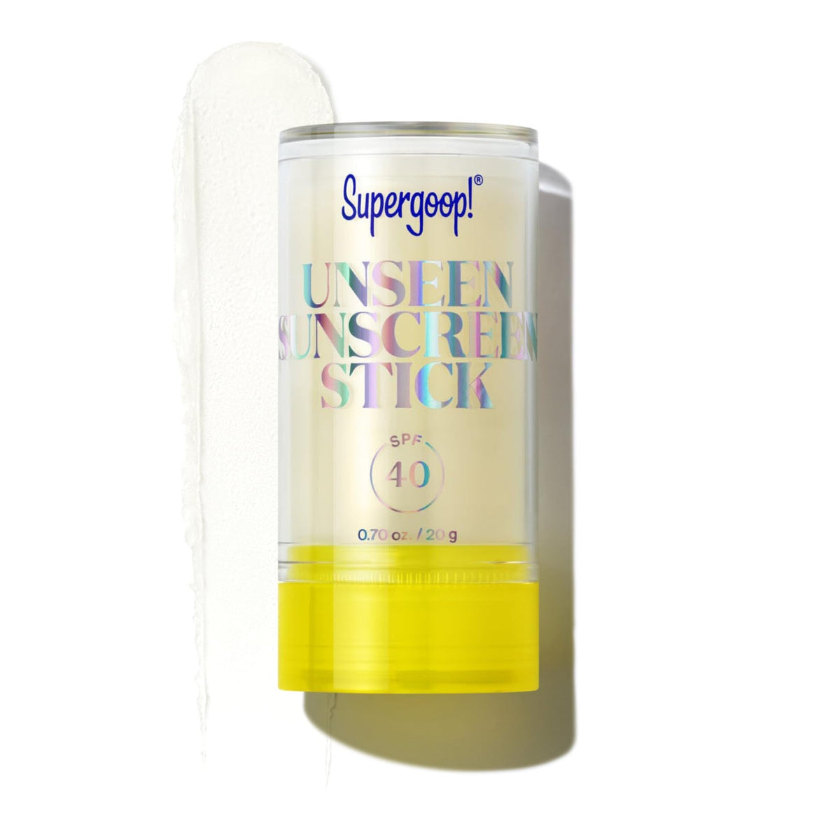 Supergoop! stick front packaging showing sleek travel-friendly design and SPF benefit