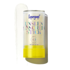 Supergoop! stick front packaging showing sleek travel-friendly design and SPF benefit