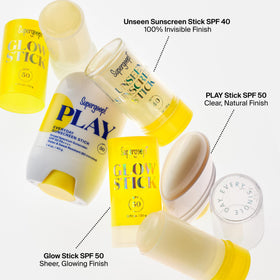 Supergoop! stick inside a travel bag illustrating portability and on-the-go convenience