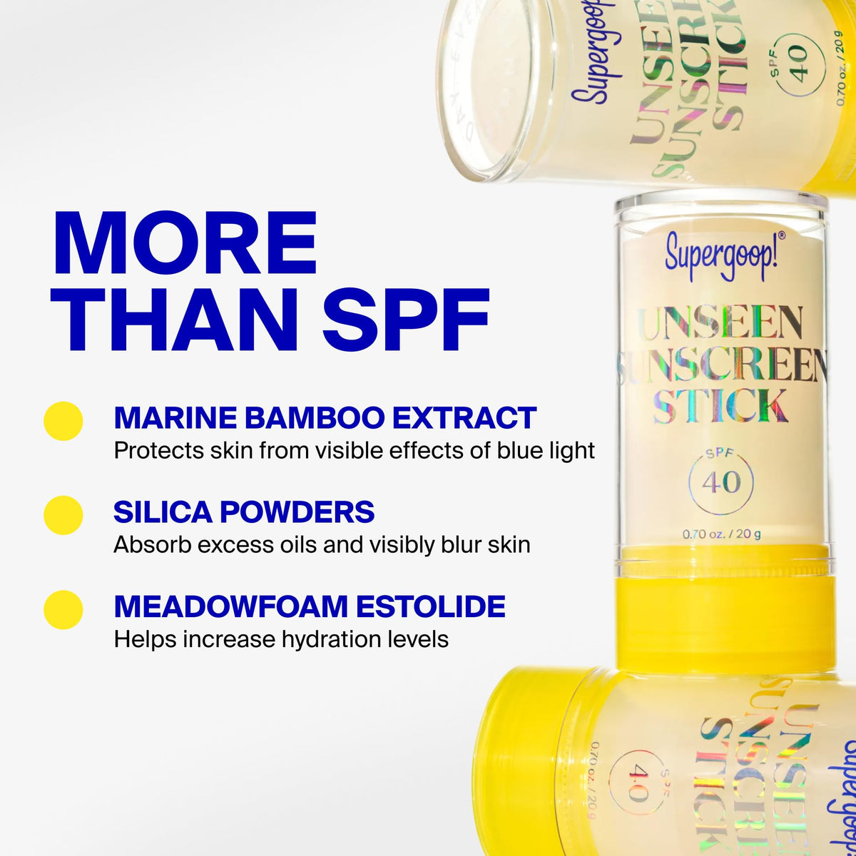 Supergoop! ingredient label close-up highlighting protective and hydrating actives