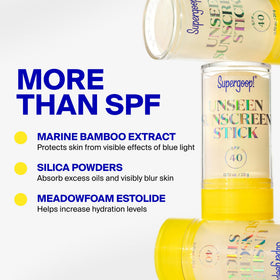 Supergoop! ingredient label close-up highlighting protective and hydrating actives
