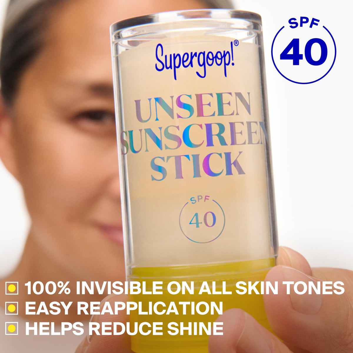 Supergoop! close-up texture image highlighting velvety finish that reduces shine