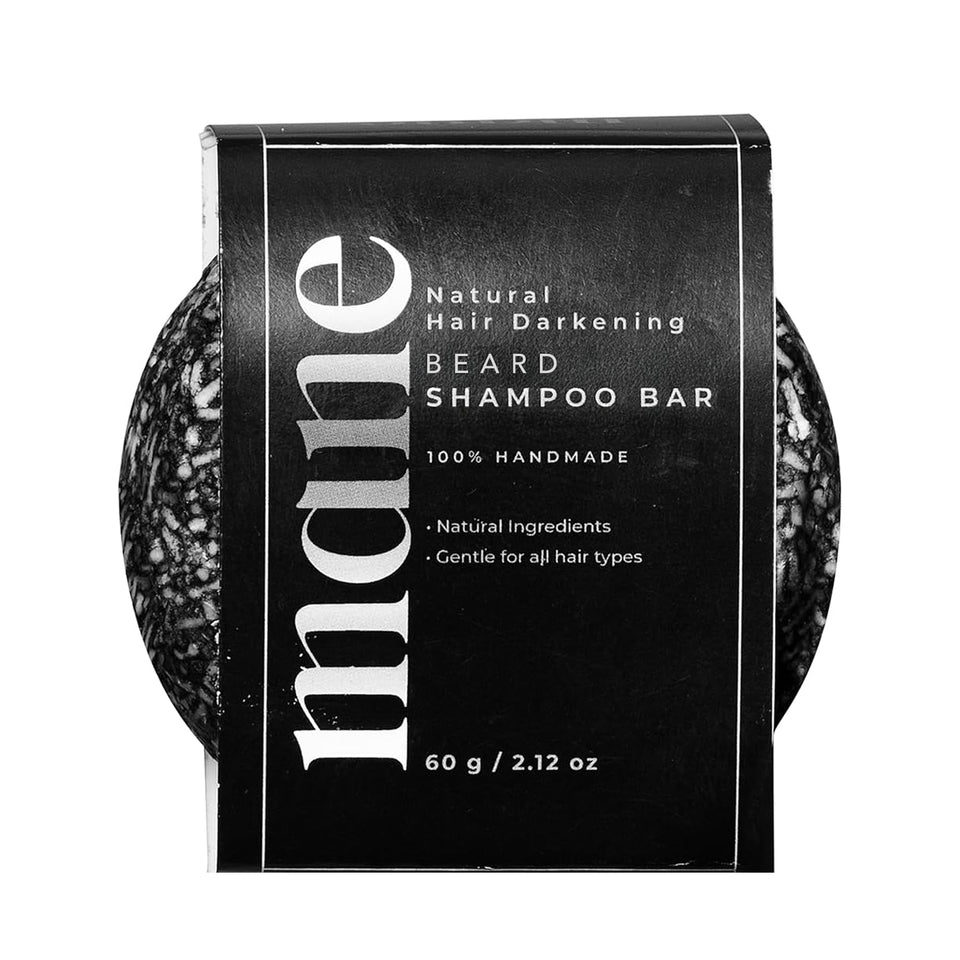 Superior Mane front view of beard shampoo bar packaging showing compact, travel-friendly design and natural ingredients benefit