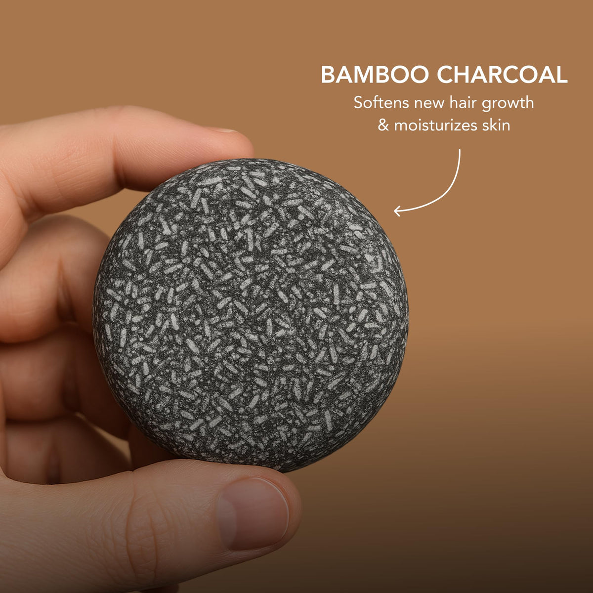 Superior Mane close-up of charcoal-infused bar texture highlighting exfoliating particles and deep-clean feel