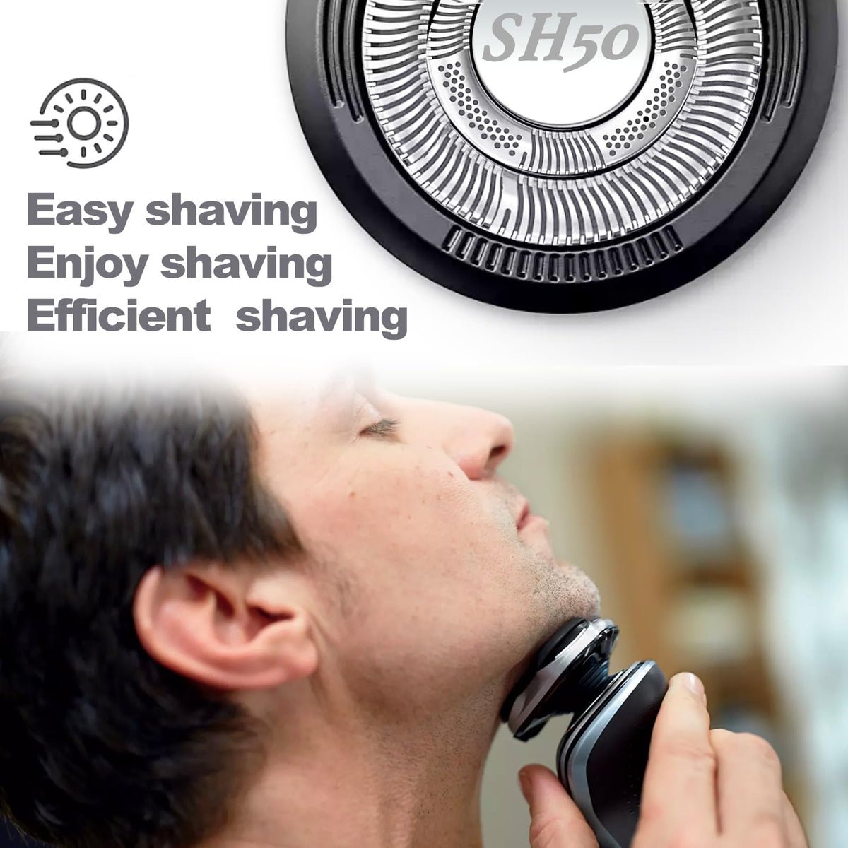SUPERNB SH50 replacement head installed on Series 5000 shaver showing restored performance