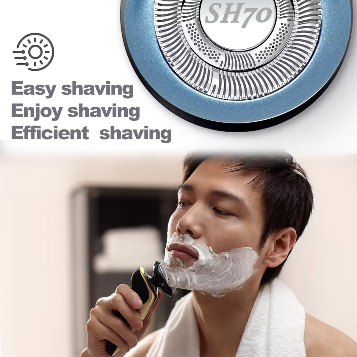 SUPERNB installed SH71 head on shaver demonstrating easy no-tool replacement
