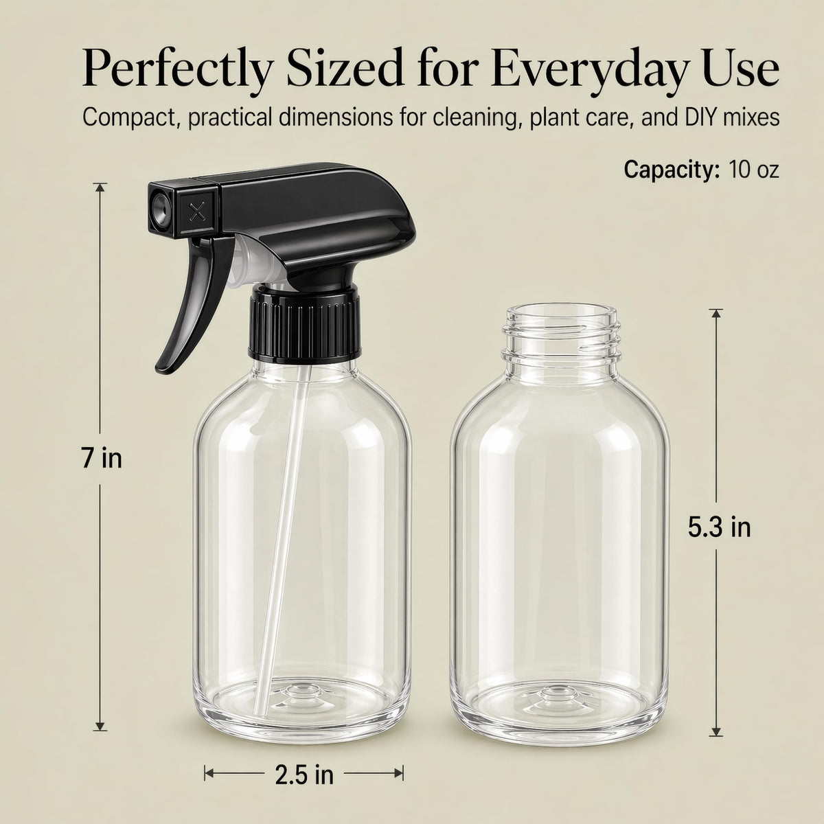 SUPER+ threaded neck and label detail showing leakproof seal and easy refill