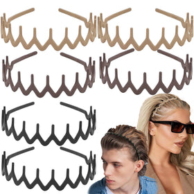 Supgoodom front view of six matte Morandi zigzag headbands showing set and colors, stylish hold