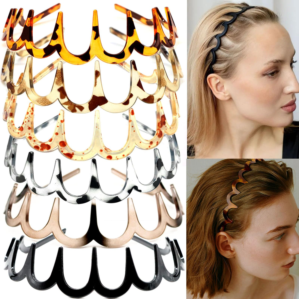 Supgoodom front view pack of six headbands shows colors and patterns, easy selection benefit