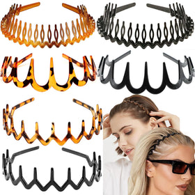 Supgoodom front view of six zigzag headbands showing mixed colors and patterns, easy styling