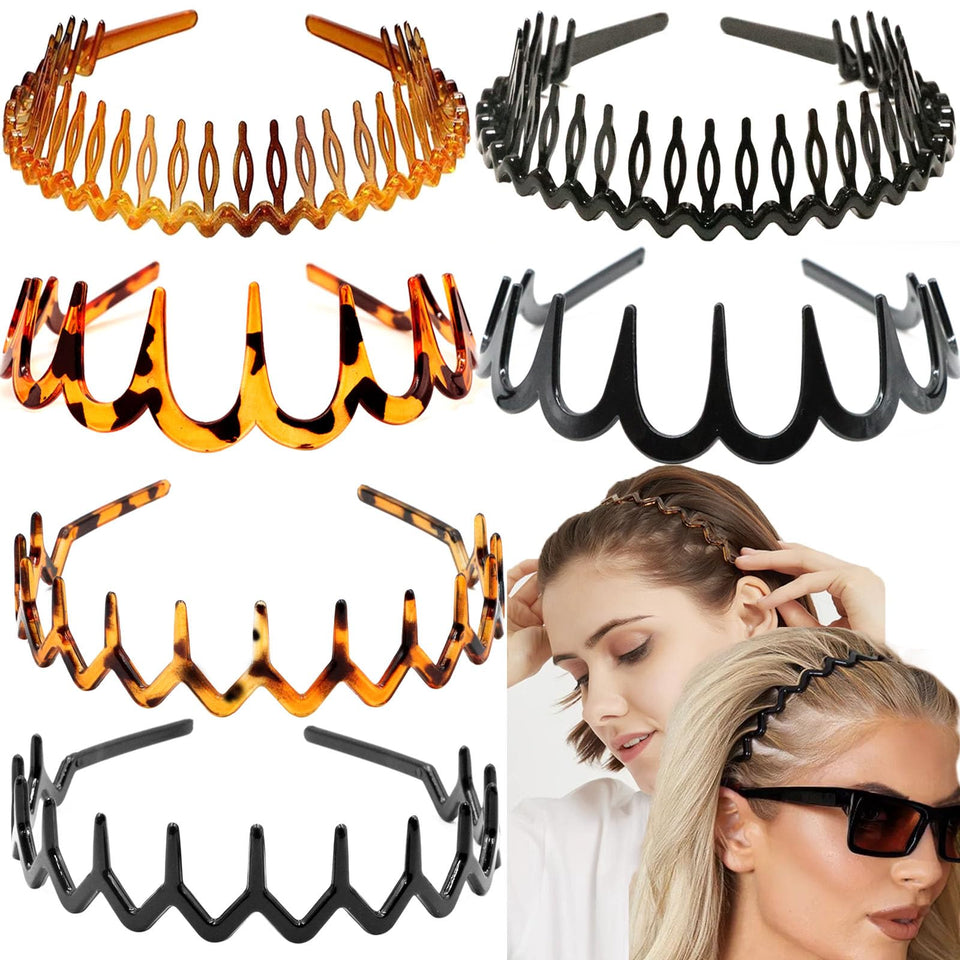 Supgoodom front view of six zigzag headbands showing mixed colors and patterns, easy styling