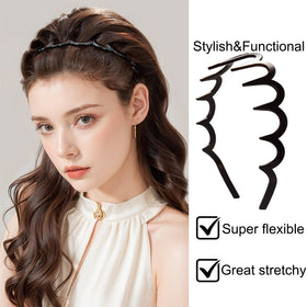 Supgoodom headband worn by model in daytime outfit adding retro style benefit