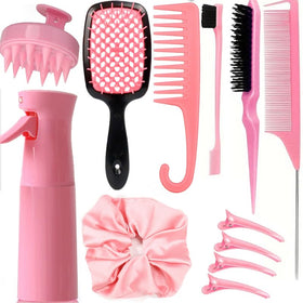 SUPHOUSE front packaging showing full 12-piece pink hair set and convenience